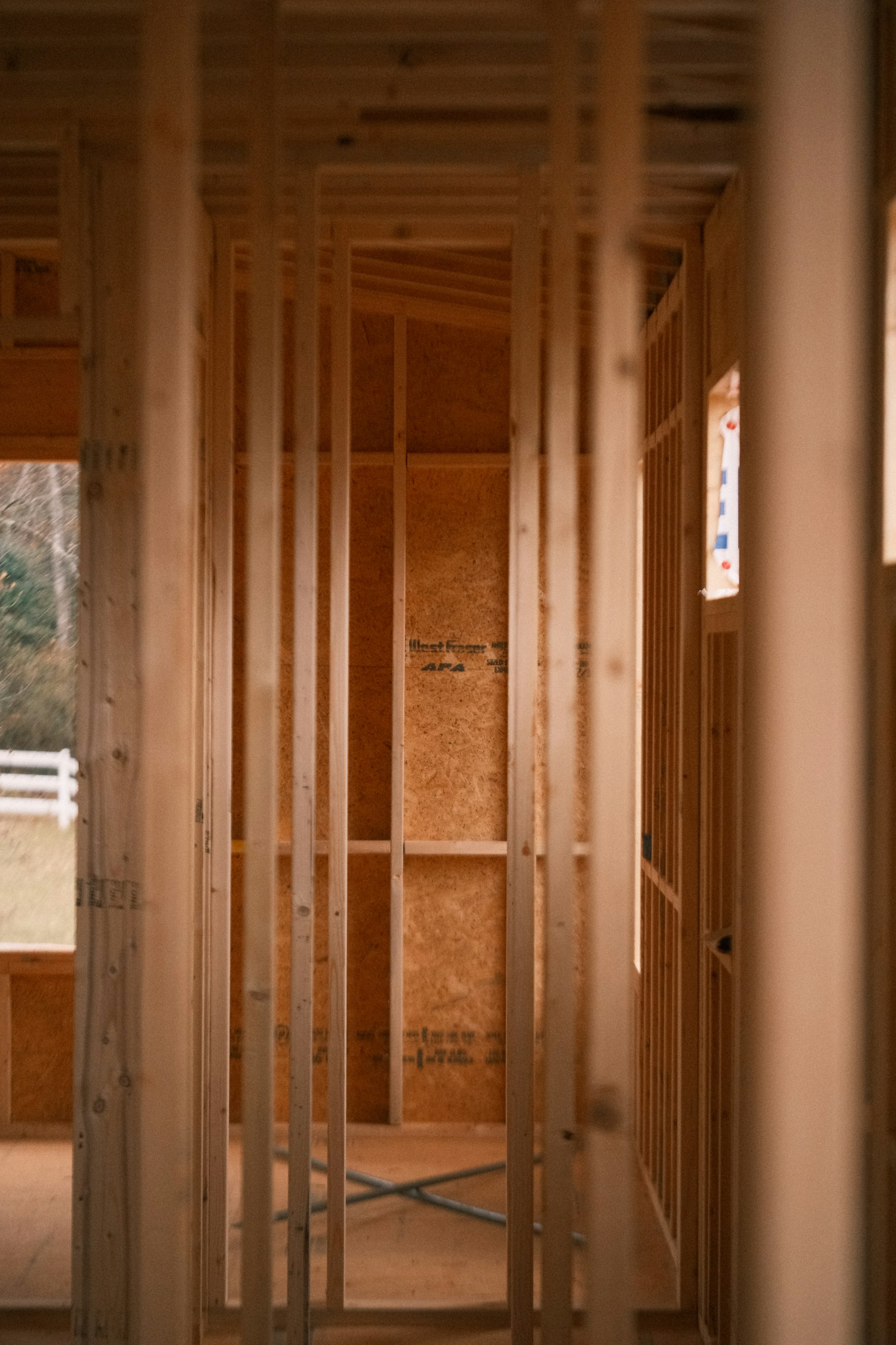 Interior renovation showing professional wood framing construction